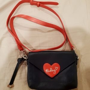 Radley London Navy Red Heart Leather Purse NWOT
